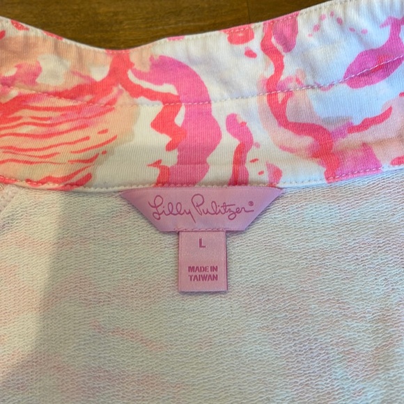 LILLY PULITZER CORAL REEF SKIPPER POPOVER LACE SLEEVE PULLOVER QUARTER ZIP PINK - Picture 8 of 10